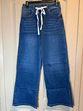 Navy Wide-Leg Jeans - Women's